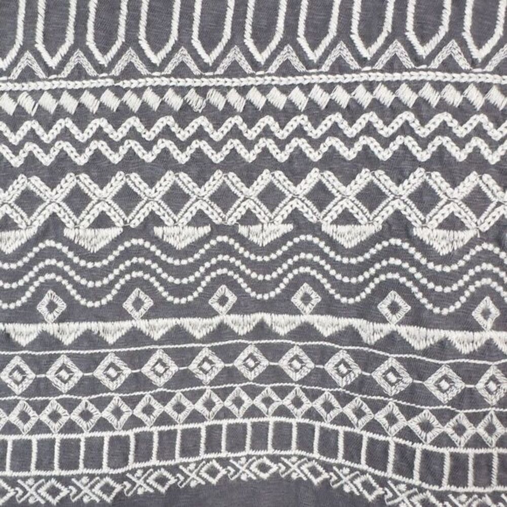 J Jill Embroidered Cotton Tunic Shift Dress Womens‎ Medium Gray Boho Lagenlook - Picture 6 of 16